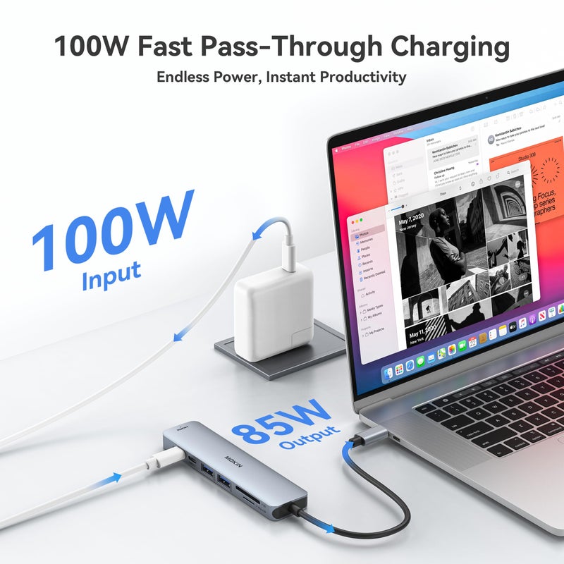 Mokin USB C Hub HDMI Adapter for MacBook Pro/Air, MOKiN 7 in 1 USB C Dongle with HDMI, SD/TF Card Reader, USB C Data Port,100W PD, and 2 USB 3.0 Compatible for MacBook Pro/Air, Dell XPS, Lenovo Thinkpad. - Image 4